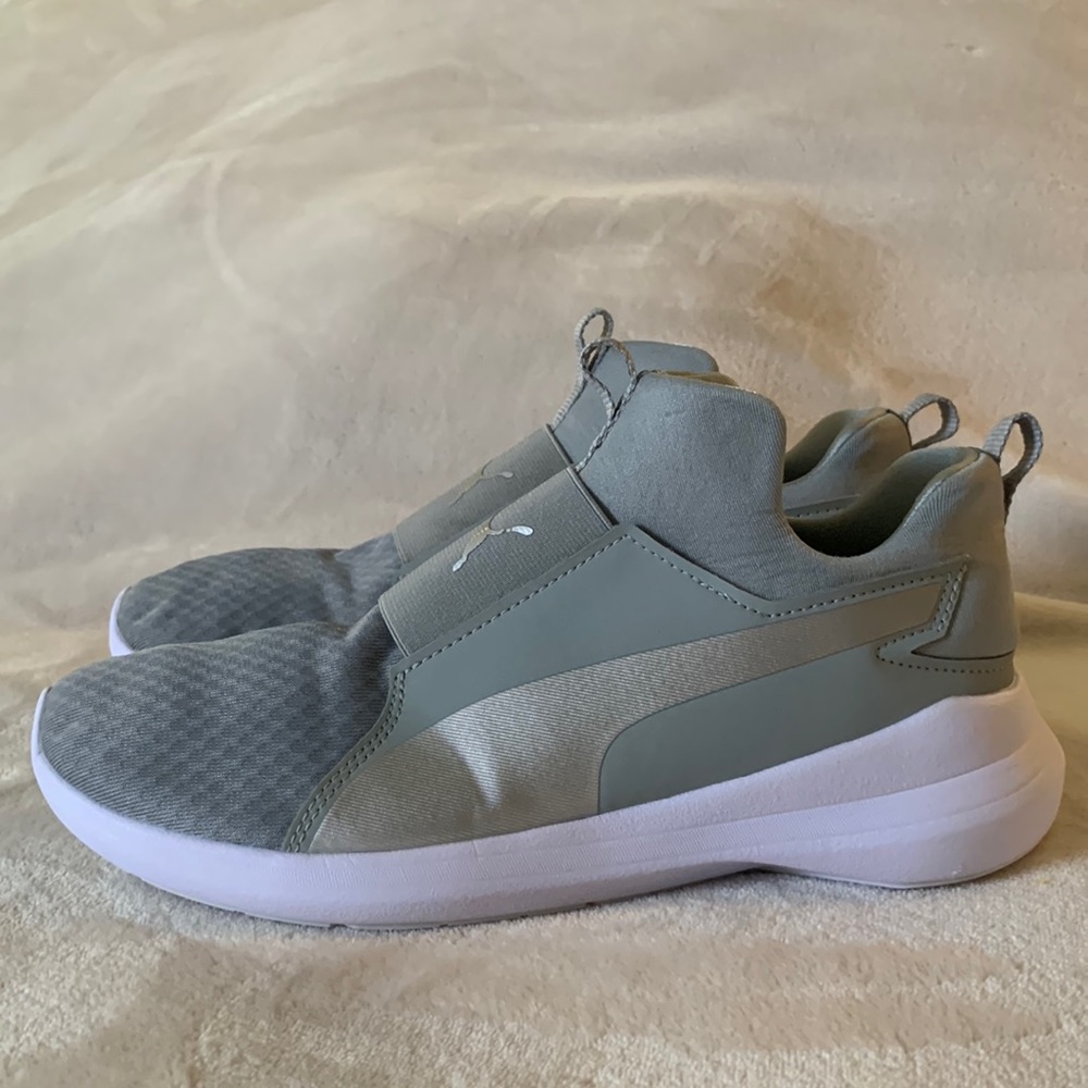 8.5 Women’s PUMA Mesh Slip-On Training Sneakers Rebel Mid Grey